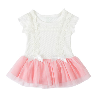 

Summer Kids Girls Casual Short Sleeve Bowknot Design Dress Costume Baby Children Mesh Dresses