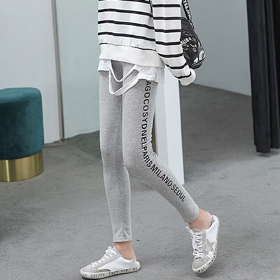 

Fashion Trend Letter Print High Waist Leggings Simple Beautiful Women Skinny Pants Ankle- Length Cotton Polyester Casual