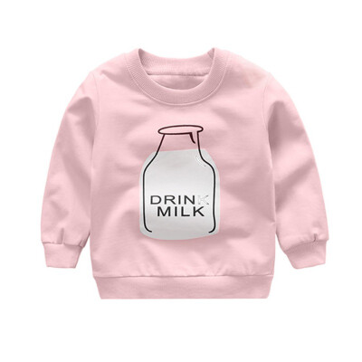 

2018 autumn new long sleeve Sweatshirt baby boys&girls milk bottle print casual Sweatshirt