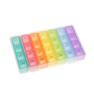 

Storage Box Portable Weekly Prescription&Medication Case Pill Organizer 7 Days 4 Times a Day Morning Noon Afternoon Night 28 S