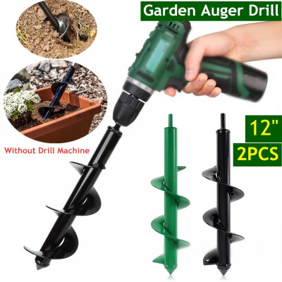 

12pcs 12inch Roto Planter Garden Auger Spiral Drill Bit Attachment Bulb Plant Post Bedding Planting Auger Tool