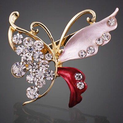 

1X Multicolor Crystal Beautiful Butterfly Shape Brooch Pin Jeans Collar Prom