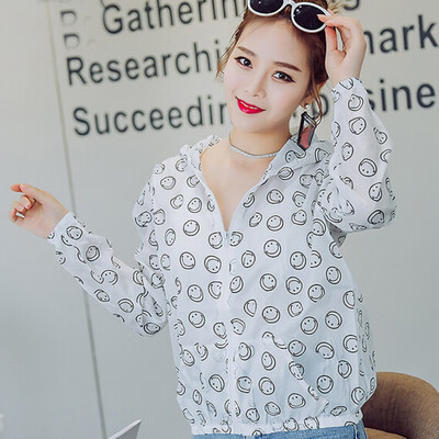

Women Thin Long Sleeve Blouse Summer New Hooded UV Rays Protection Summer Blouse Zipper Sun Protection Tops Blusa