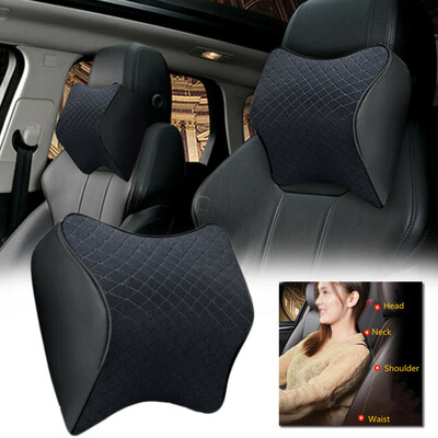 

Black Car Seat Headrest Pads Memory Foam Neck Support Cushion Pillow Head Rest