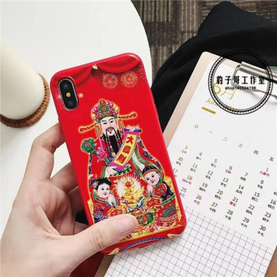 

Aa-shop IPhone case China God of Wealth for Iphone 6 7 8 Plus X Silicone Red Lucky