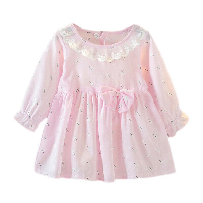 

Autumn kids Dress Baby Girls Long Flare Sleeve Floral Print Dress Kids Princess Pageant Dresses Clothes 0-4Y