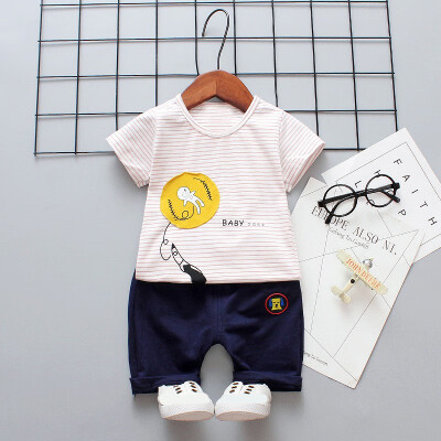 

Baby Boys Clothes Sets Summer Striped Print Short Sleeve Tops Shirts Pant Casual Kids Childrens Clothing Suit