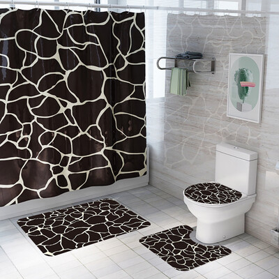 

〖Follure〗Creative Crack Curtain Floor Mat Four-piece Bathroom Mat Set
