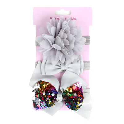 

Pack Of 3 Baby Girl Cute Lace Stretch Sequin Bow Elastic Headband Molding Hair Band Accessories Party Accessories Headband