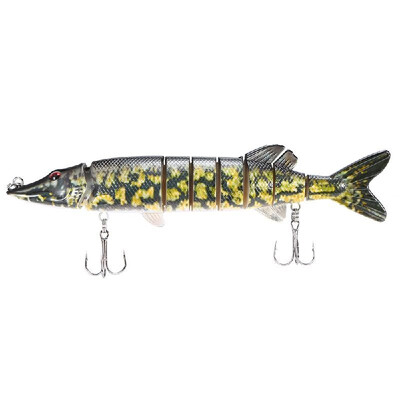 

8" 20cm 66g Lifelike Multi-jointed 8-segement Pike Muskie Fishing Lure Swimbait Crankbait Hard Bait Fish Treble Hook Tackle