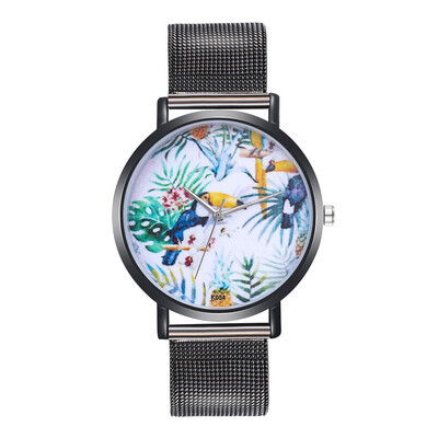 

〖Follure〗Woman Fashion Plant Pattern Alloy Steel Strap Analog Quartz Round Watch