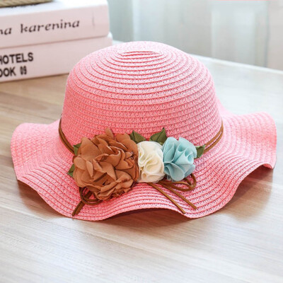 

Girls Summer Baby Flower Breathable Straw Sun Hat Wide Brim Beach Hat Outdoors
