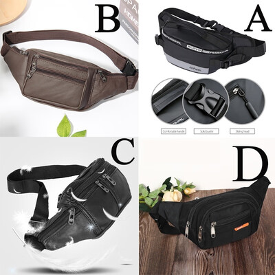 

Mens Waterproof Belt Bag Waist Bag Hip Belt Pouch Genuine Leather Travel Purse