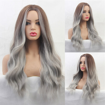 

Gobestart European And American Womens Fashion Part Of The Long Wavy Hair Wig