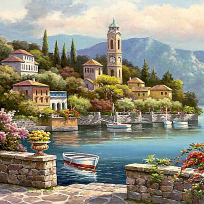 

Unframed Venice Resorts Seascape DIY Painting By Numbers Handpainted Oil Painting Living Room Home Wall Decor Artwork 40x50cm