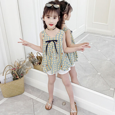 

Summer Casual Baby Girls Flower Pattern Sleeveless Dress With Shorts Kids Toddler Pageant Sundress Set