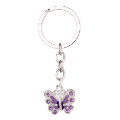 

New Fashion Colorful Butterfly Keychain Rhinestone Alloy Keyholder Accessories Butterfly Keyrings Gifts