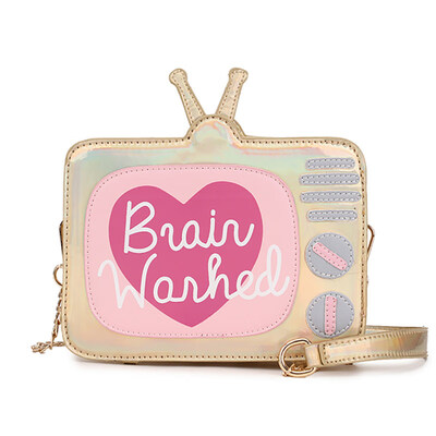 

Cute Cartoon TV Mini Holographic Chain Strap Crossbody Shoulder Bag Handbag
