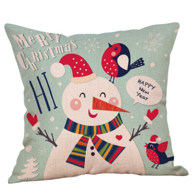 

Tailored Cotton Linen Christmas Snowman Tree Zipper Closure Pillow Case Throw Cushion