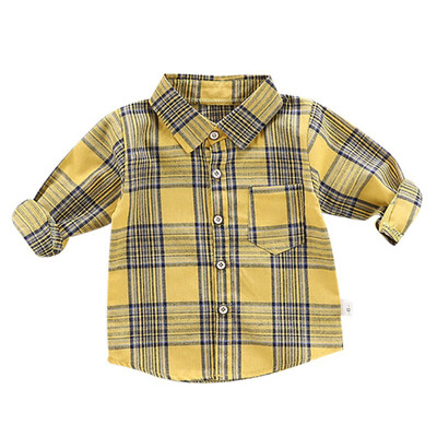 

Autumn Baby Boys Long Sleeve Plaid Print Shirts Kids Tops Tees Shirts Casual Blouse