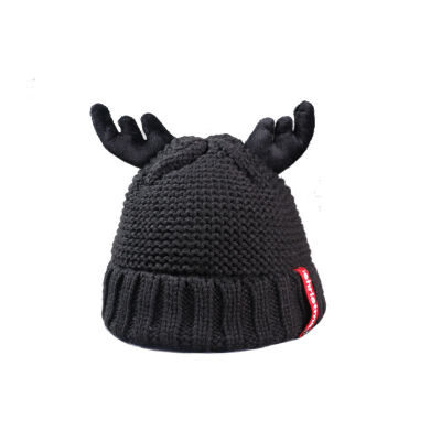 

Winter Cute Antlers Knitted Hat Outdoor Warm Christmas Hat Girls Boys Reindeer Cap