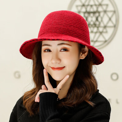 

Fallwinter new Korean leisure tide ladies knitted wool hat solid color wool warm Joker basin cap fisherman hat