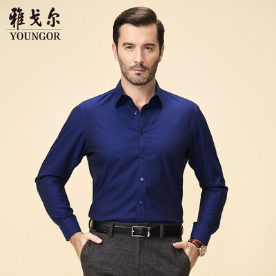 

Youngor shirt mens 2019 spring youth mens casual dress shirt YLDP16384FJA blue 39
