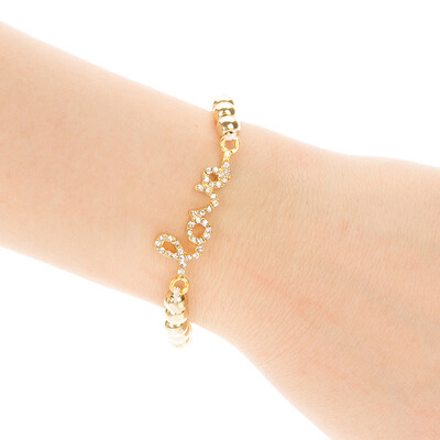 

New Hot Sale Crystal Rhinestone Cross Love Infinity Stretch Beaded Bracelet Gift