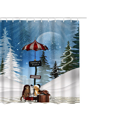 

Gobestart Christmas Waterproof Polyester Bathroom Shower Curtain Decor With Hooks 65x71