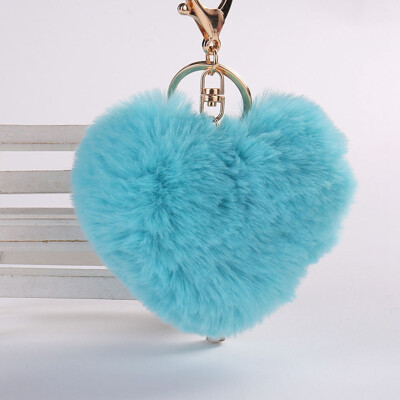 

Rainbow Plush Heart Key chain Bag Hang Plush Pendant Toy Pom Key ring