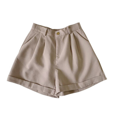 

Vintage High Waist Crimping Suit Shorts Women Korean Style Casual Shorts Summer Hot Short Pants Women