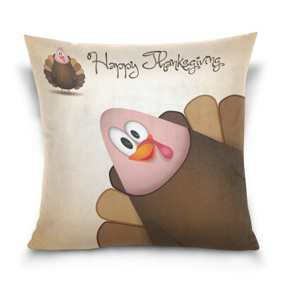 

ALAZA Thanksgiving Throw Pillow Cover 16 X 16 inch Cushion Cover with Cute Cartoon Turkey Printed Pillowcase