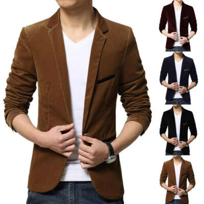 

US STOCK Mens Casual Slim Fit Formal One Button Suit Blazer Coat Jacket Tops