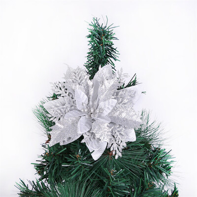 

Tailored Christmas Ornament Glittery Openwork Leaf Flower Diy Wreath Rattan Circle Decor