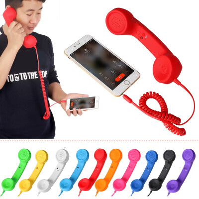 

New Classic Comfort Retro Phone Handset Speaker Phone Call Mic Receiver For iPhone Android Phones 7 Colors 35mm