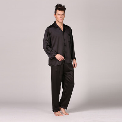 

Toponeto Mens Long-sleeved Solid Color Suit Foreign Trade Home Service Pajamas