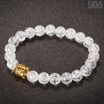 

Fashion Women Men Vintage Natural Stone Beads Bangle Sliver Gold Buddha Bracelets