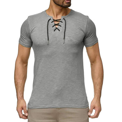 

Toponeto Summer Mens Fashion Casual Comfort Solid Color Strap Short Sleeve T-Shirt Blouse