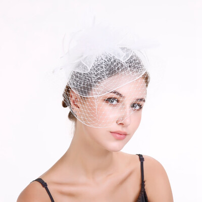 

Wedding Races Party Hair Clip Net Hat Bride Cones&Feathers Occasion