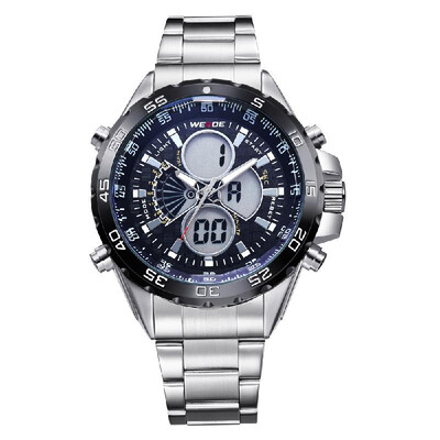 

WEIDE WH1103 Dual Display Two Movement Quartz Digital Men Watch 3ATM Waterproof LCD Backlight Auto Date Day Week Alarm Stopwatch W