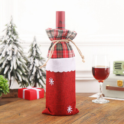 

Toponeto Christmas Wine Bag Machine Embroidered Wine Bottle Set Table Decoration Supplies