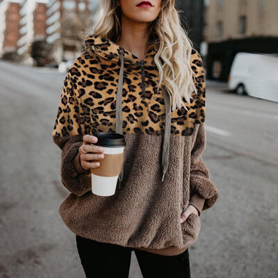 

Tailored Women Leopard Patchwork Long Sleeve Sweatshirt Pullover Shirt Tops Blouse
