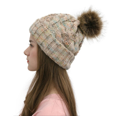 

Tailored Women Casual Multicolor Outdoor Plush Ball Hats Crochet Knit Beanie Cap