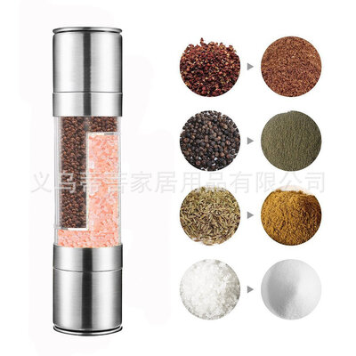 

2 in 1 Cooking Stainless Steel Mills Manual Salt Pepper Mill Seasoning Kitchen Tools Pepper Grinder Grinding