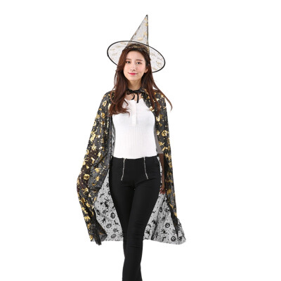 

Halloween Costume Witch Cloak Masquerade Cosplay Cape Hat Set Party Stage Props