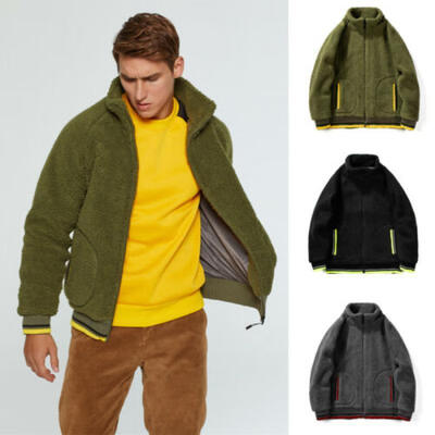 

Mens Thick Warm Fleece Fur Lined Hoodie Zip Up Winter Coat Jacket Sweatshirt Top
