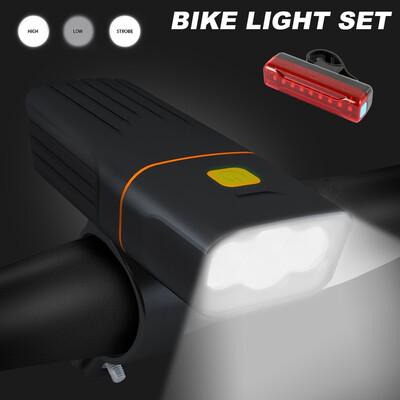 

Waterproof Front Headlight with Tail Light Rechargeable Bicycle Lights Bike Light Set