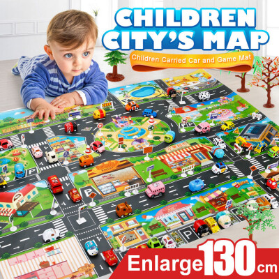 

Gobestart Kids Play Mat City Road Buildings Parking Map Game Scene Map Educational Toys