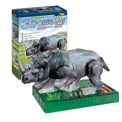 

YIWULA3D Animal Model Kits Paper Puzzle Handmade DIY Electric Rhinoceros Education Toy