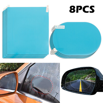 

8Pcslot with Auxiliary tools Car Rearview Mirror Protective Film Anti Fog Rain Window Clear Rear View Auto Accessories